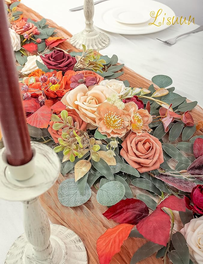 9FT Wedding Arch Flower Garland, Handmade Wedding Table Decorations,Head Table Floral Decor for Noble and Charming Wedding Ceremony