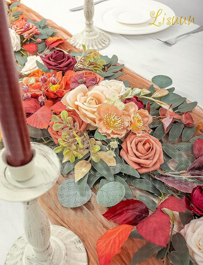 9FT Wedding Arch Flower Garland, Handmade Wedding Table Decorations,Head Table Floral Decor for Noble and Charming Wedding Ceremony