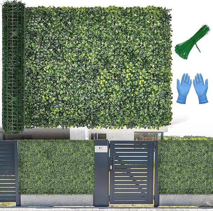Artificial Boxwood Roll Panel Backdrop: 48"X144" UV-Anti Greenery Faux Grass Wall Hedge for Indoor Outdoor Green Decor & Backyard Background Decorations Fence Covering Privacy