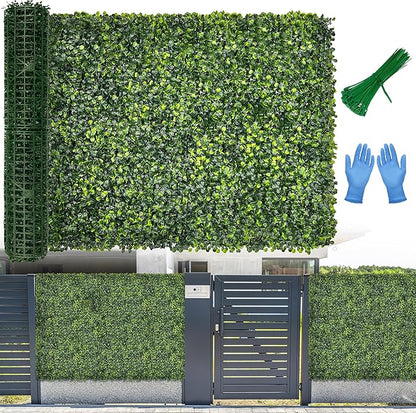 Artificial Boxwood Roll Panel Backdrop: 48"X144" UV-Anti Greenery Faux Grass Wall Hedge for Indoor Outdoor Green Decor & Backyard Background Decorations Fence Covering Privacy