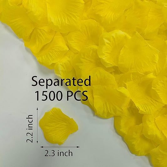 1500 PCS Separated Artificial Yellow Rose Petals for Romantic Night for him for her Set Faux Yellow Flower Petals for Flower Girl Weddings Valentine Day Party Romantic Decoration
