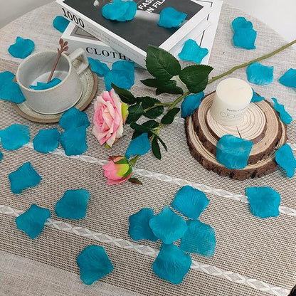 Separated 1000 PCS Artificial Turquoise Blue Rose Petals for Romantic Night ,Faux Turquoise Blue Flower Petals for Flower Girl Weddings Valentine Day Party Romantic Decoration(Ready-to-use)