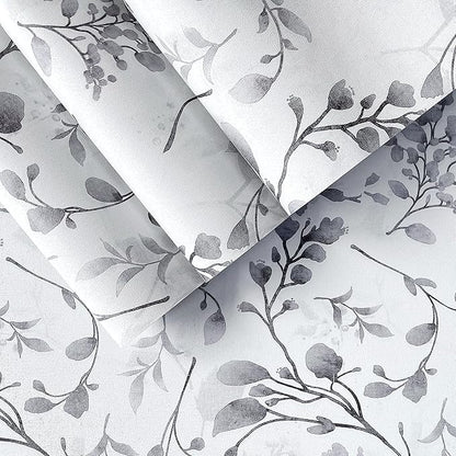 Orainege Gray Peel and Stick Floral Wallpaper Self Adhesive Contact Paper Waterproof 17.7 in x 196.8 in Removable Wallpaper for Bedroom, Bathroom, Cabinets