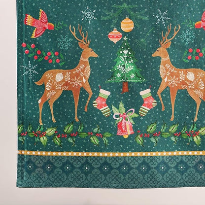 Maison d' Hermine Table Runner 100% Cotton Double Layer Table Runners 108 inches Long for Thanksgiving Christmas Decorations Home Kitchen Dining Party Wedding (Hygge Christmas, 14.5" x 108")