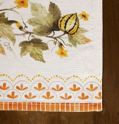 Maison d' Hermine Placemats Set of 4 100% Cotton Washable Cloth Place Mats, Reusable Table Mats for Thanksgiving Christmas Decorations Kitchen Dining Party (Pumpkin Garden - Cloudy Cream, 13" x 19")