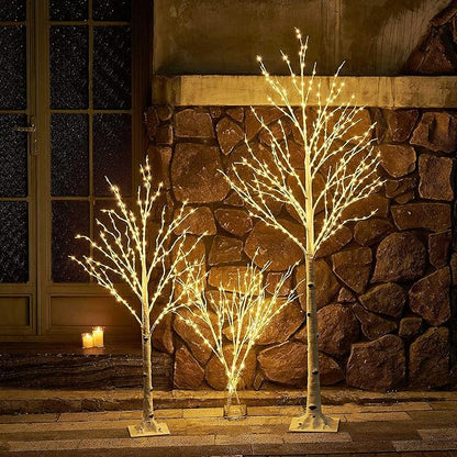 LITBLOOM Lighted White Birch Twig Branches 30IN 150 LED Plug in with Timer and Dimmer, Artificial Tree Branch with Lights for Indoor Outdoor Home Christmas Room Decoration