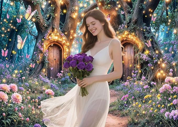 20X10ft Enchanted Forest Backdrop Fairy Enchanted Wonderland Garden Floral Butterfly Photography Background for Kids Girls Baby Shower Birthday Party Decoration Banner Cake Table Photo Booth Props