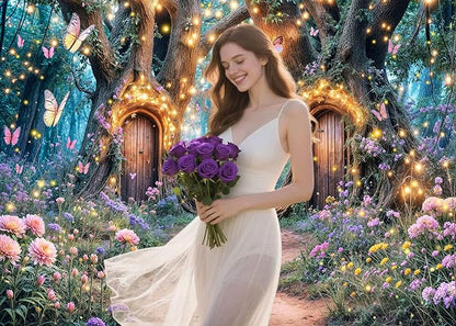 10X8ft Enchanted Forest Backdrop Fairy Enchanted Wonderland Garden Floral Butterfly Photography Background for Kids Girls Baby Shower Birthday Party Decoration Banner Cake Table Photo Booth Props