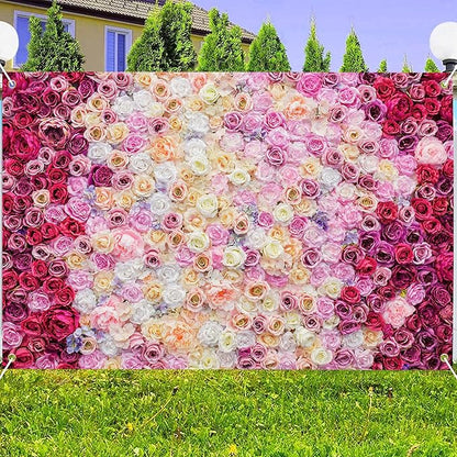 Rose Flower Wall Backdrop 9X6 ft Large Floral Photography Background for Indoor Outdoor Wedding Party Bridal Shower Baby Shower Engagement Shoot Photo Booth Decoration