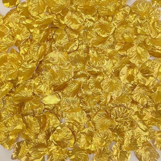 Separated 1500 PCS Artificial Gold Rose Petals for Romantic Night,Faux Gold Flower Petals for Flower Girl Weddings Valentine Day Party Romantic Decoration(Ready-to-use)