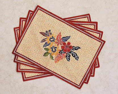 Maison d' Hermine Placemats Set of 4 100% Cotton Washable Cloth Place Mats, Reusable Table Mats for Thanksgiving Christmas Decorations Kitchen Dining Party Wedding Restaurant (Kalahari, 13" x 19")