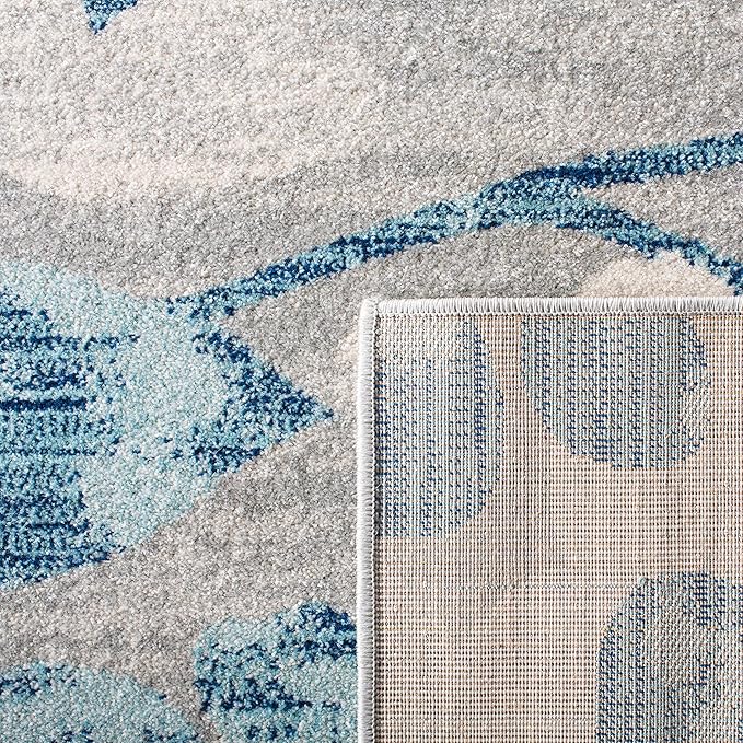 SAFAVIEH Evoke Collection Area Rug - 9' x 12', Grey & Light Blue, Floral Design, Non-Shedding & Easy Care, Ideal for High Traffic Areas in Living Room, Bedroom (EVK236J)