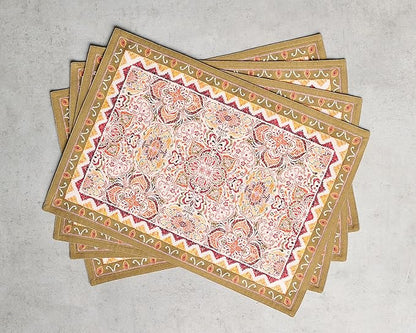 Maison d' Hermine Placemats Set of 4 100% Cotton Washable Cloth Place Mats, Reusable Table Mats for Thanksgiving Christmas Decorations Kitchen Dining Party Wedding Restaurant (Damask, 13" x 19")