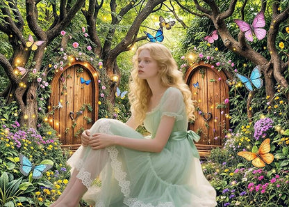 12X10ft Enchanted Forest Backdrop Fairy Tale Green Enchanted Garden Wonderland Floral Butterfly Photography Background for Kids Girl Baby Shower Birthday Party Decoration Banner Booth Props