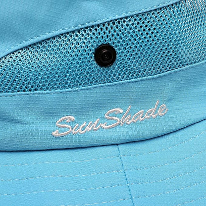 Womens Summer Sun Hat Beach Hat Wide Brim Outdoor UV Protection Hat Foldable Cool Mesh Ponytail Bucket Hat