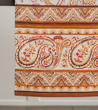 Maison d' Hermine Table Runner 100% Cotton Double Layer Table Runners 108 inches Long for Thanksgiving Christmas Decorations Home Kitchen Dining Party Wedding (Palatial Paisley, 14.5" x 108")