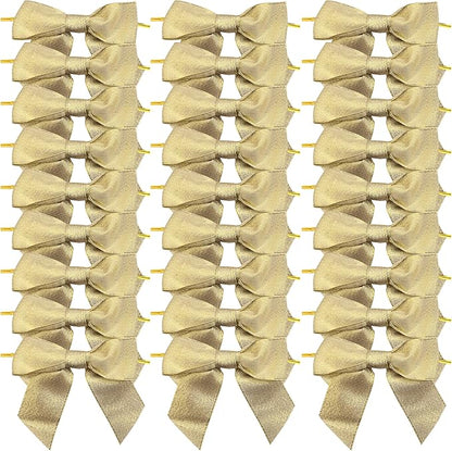 36pcs 4-1/2" Metallic Gold Glitter Ribbon Bows with Twist Ties for Gift Wrapping Packing Christmas Big Bows for Holiday Decoration (Gold)