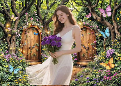 10X8ft Enchanted Forest Backdrop Fairy Tale Green Enchanted Garden Wonderland Floral Butterfly Photography Background for Kids Girl Baby Shower Birthday Party Decoration Banner Booth Props