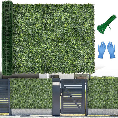 Artificial Boxwood Roll Panel Backdrop: 60"X120" UV-Anti Greenery Faux Grass Wall Hedge for Indoor Outdoor Green Decor & Backyard Background Decorations Fence Covering Privacy