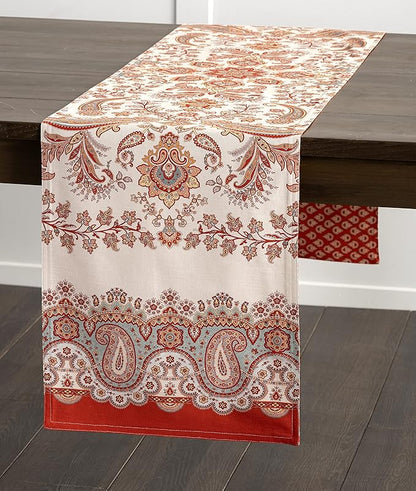 Maison d' Hermine Table Runner 100% Cotton Double Layer Table Runners 72 inches Long for Thanksgiving Christmas Decorations Home Kitchen Dining Party Wedding (Cachemire, 14.5" x 72")
