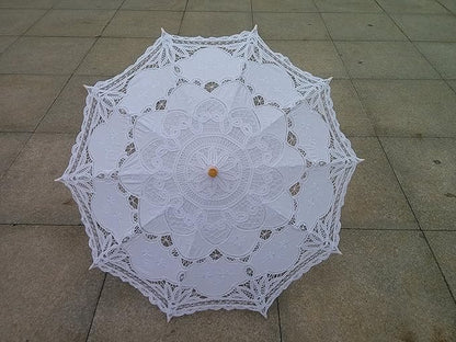 White Lace Parasol Umbrella Wedding Bridal 30 Inch Adult Size
