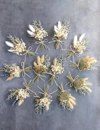 xin's convey Mini Flower Bouquet Set (12pcs), Cake Bouquet, Dried Flower Decoration, Shooting Prop, Envelope Decoration Dried Flower(Primary Colour)