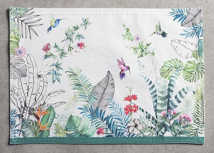 Maison d' Hermine Placemats Set of 4 100% Cotton Washable Cloth Place Mats, Reusable Table Mats for Kitchen Dining Decoration, Party, Wedding, Restaurant Spring/Summer (Tropiques, 13" x 19")