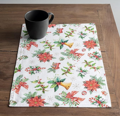 Maison d' Hermine Placemats Set of 4 100% Cotton Washable Cloth Place Mats, Reusable Table Mats for Thanksgiving Christmas Decorations Kitchen Dining Party Wedding Restaurant (Chromo, 13" x 19")